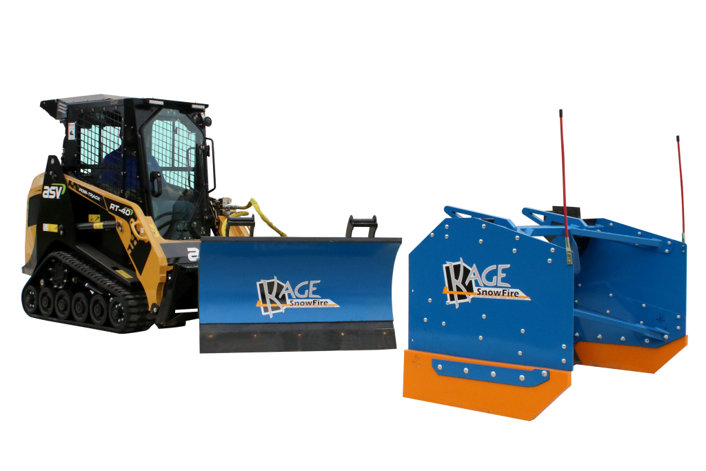 SnowFire Plow on ASV Mini Skid Steer