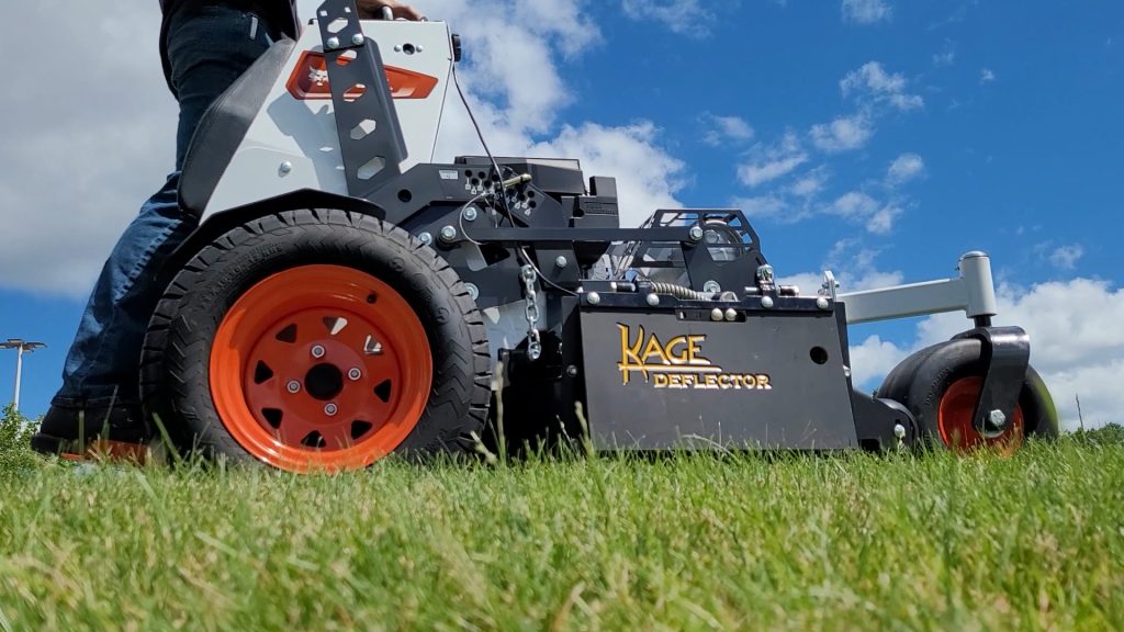 Bobcat Stand-on Mower with Kage Grass Deflector